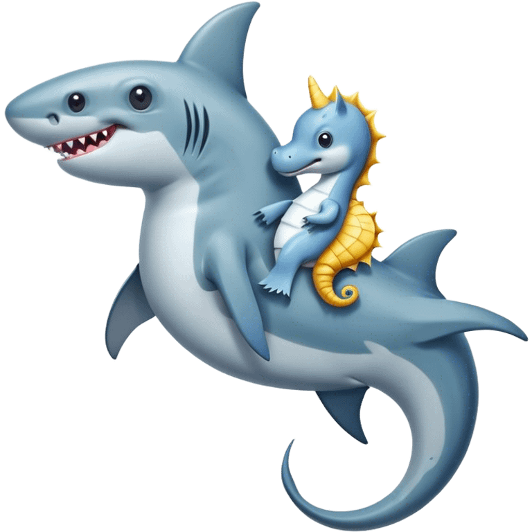 Shark riding a seahorses back emoji