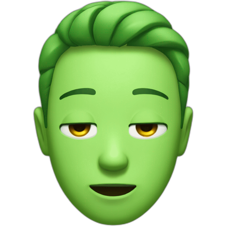 a green boy face eyes closed and wierd mouth expression  emoji