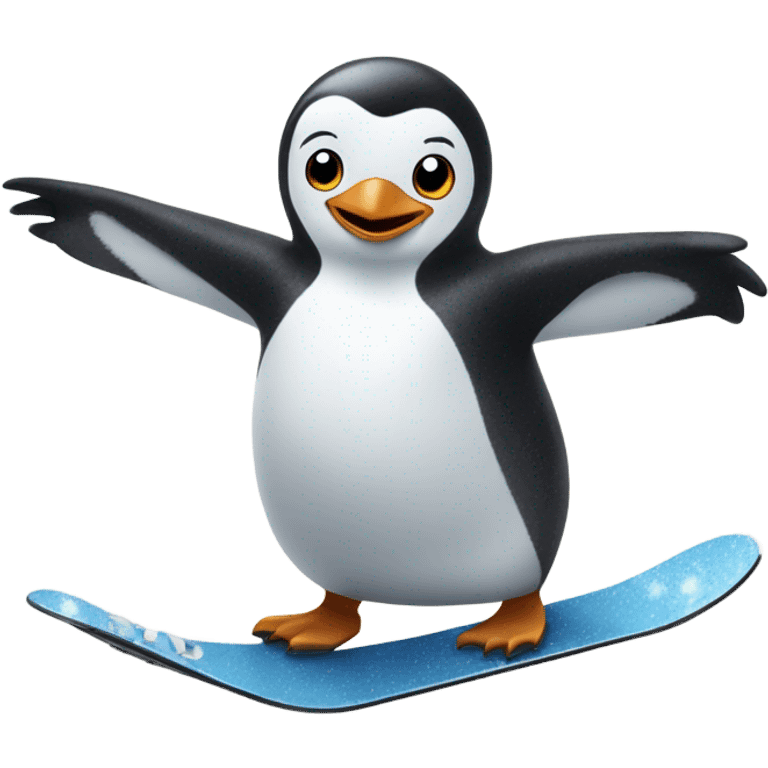 Penguin riding snowboard  emoji