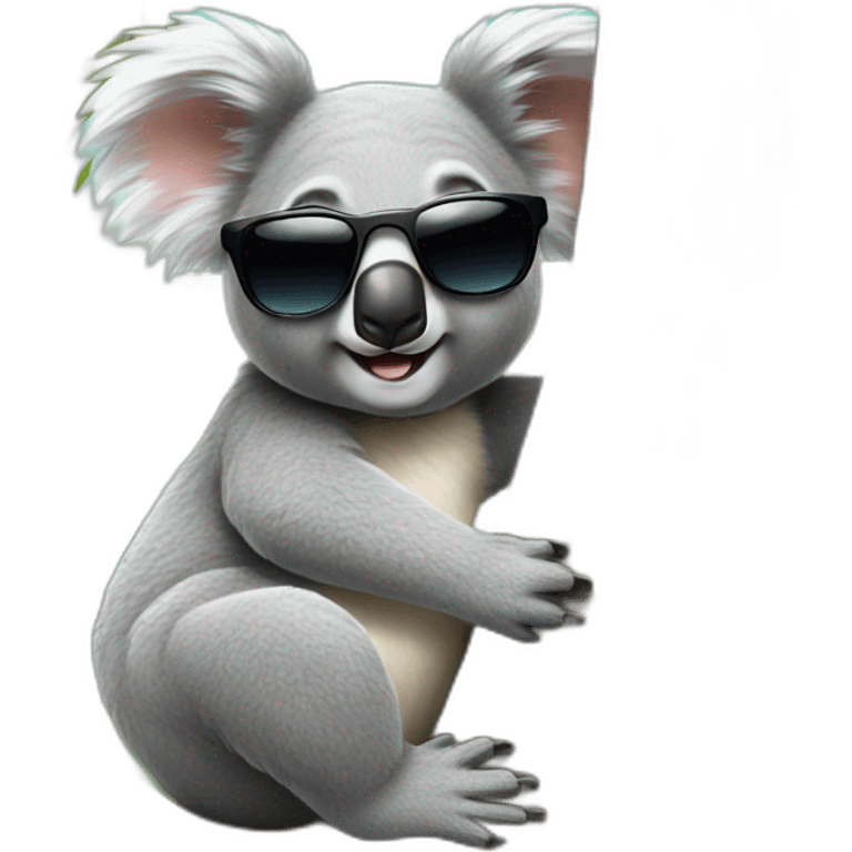 Koala With sunglasses on a tree  emoji