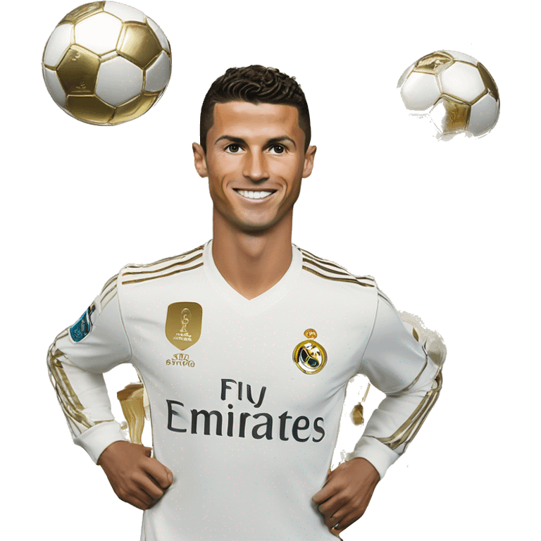 cristiano ronalo with 5 ballon d'ors emoji