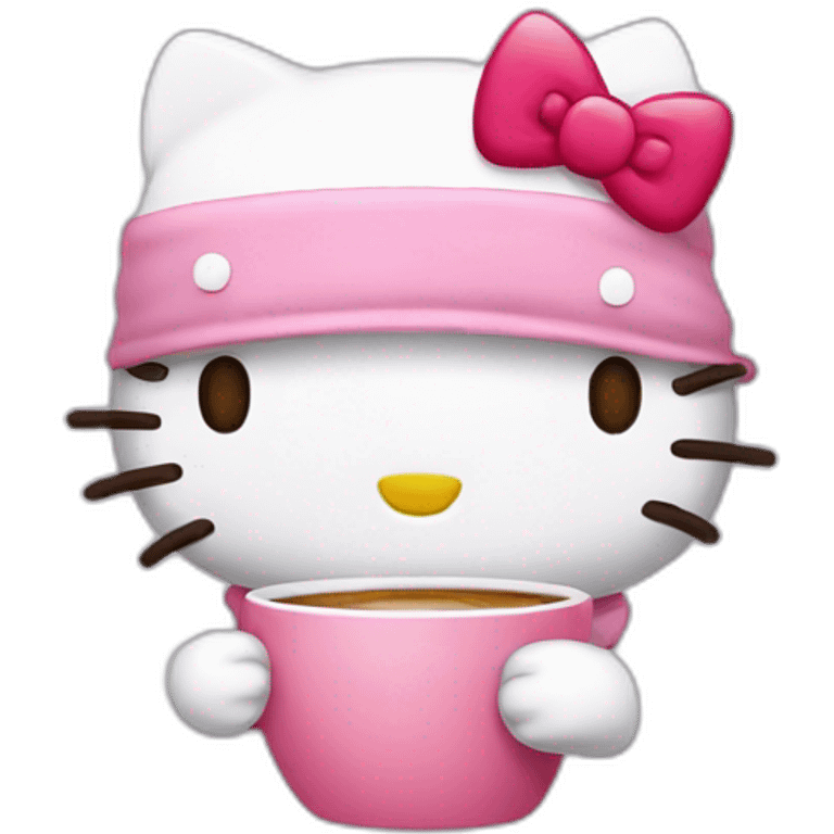 Hello Kitty drinking coffee emoji