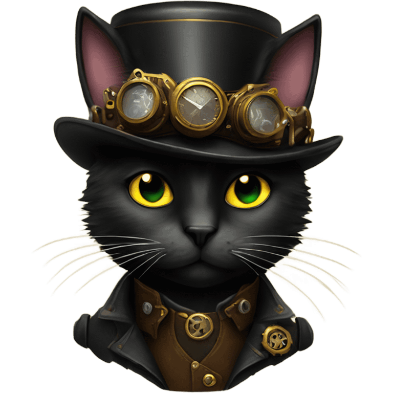 Steampunk black cat emoji