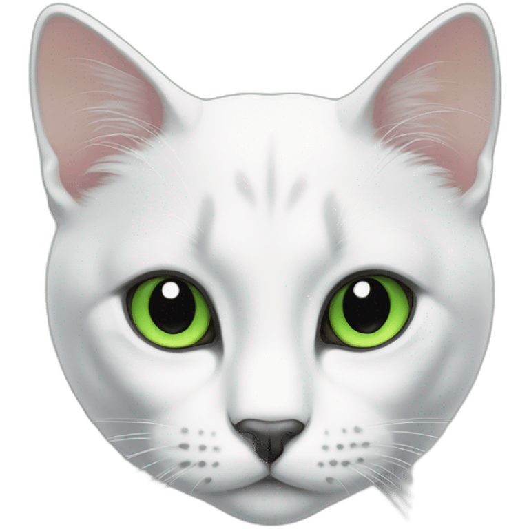 white cat with black spots and green eyes emoji