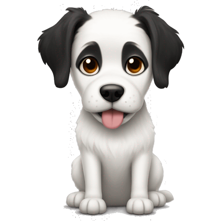 Dog, white and black fur, short fur tall dog emoji