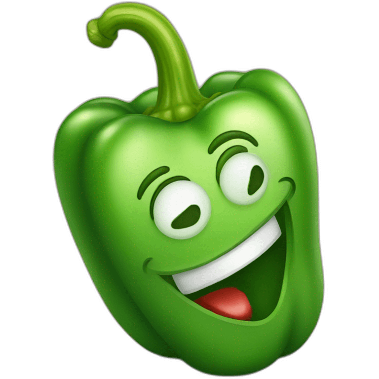 a happy green pepper who doesn't have a lot to do at work so he's taking it easy emoji