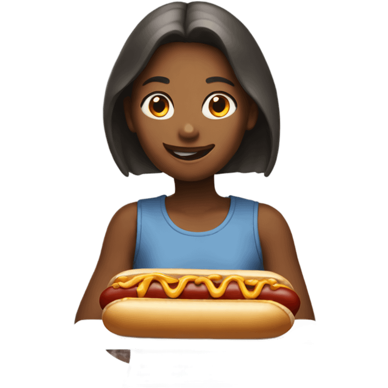 Girl eating hotdog emoji