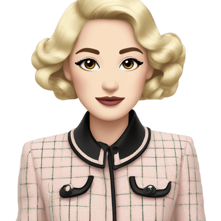 Tweed pastel colored chanel suit with black piping  emoji