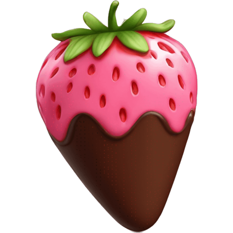 Big Chocolate strawberry with pink drizzle emoji