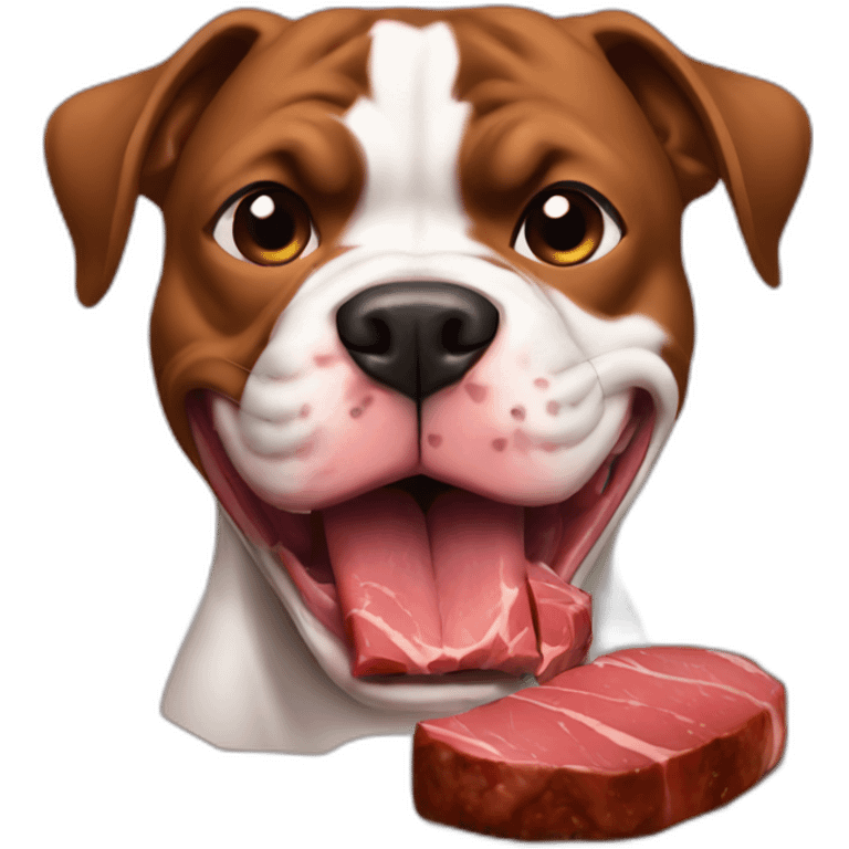 angry pitbull eating steak baby steak emoji