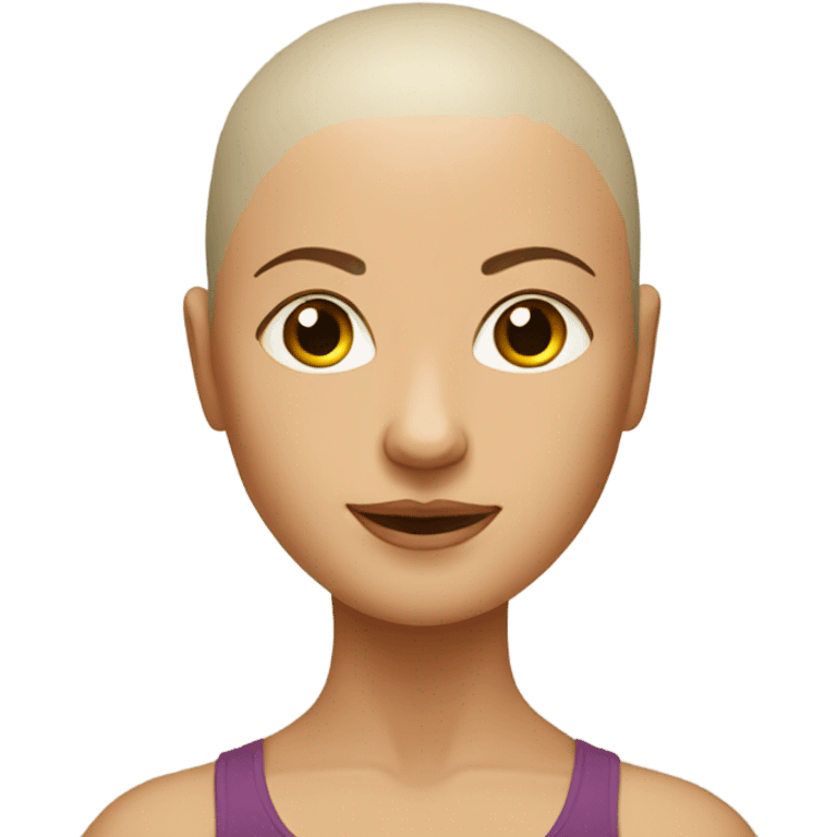 The image of a woman with a shaved head doing yoga emoji