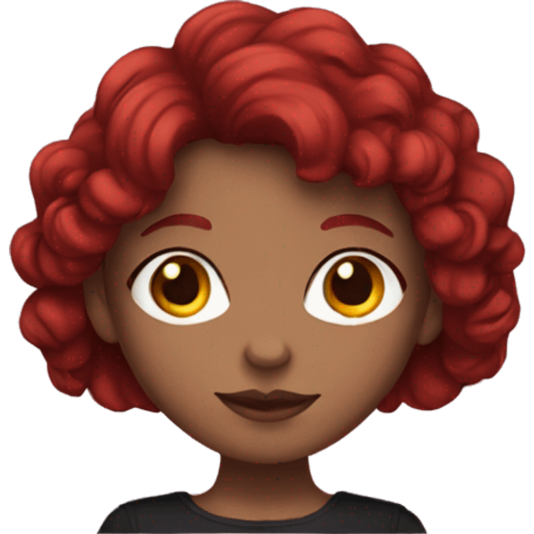 girl with dark red hair and wearing black emoji