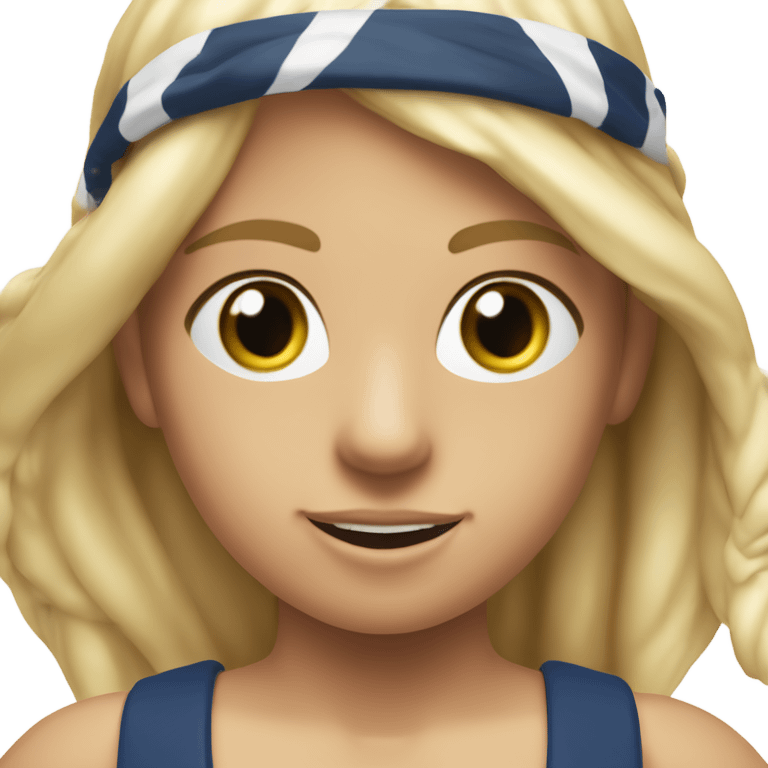 A girl with long blonde hair with wide shoulders wearing a Great Britain rowing swimming suit and has small muscles and add a necklace that has a sea shell pendant on it. She must have a  necklace around the neck and the pendant is on her chest emoji