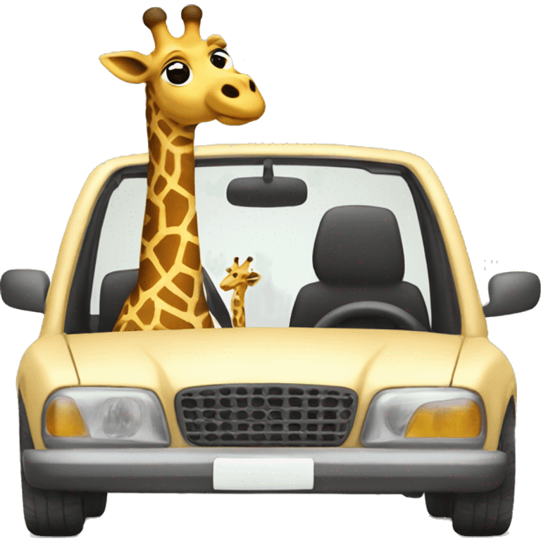 Giraffe driving a car emoji