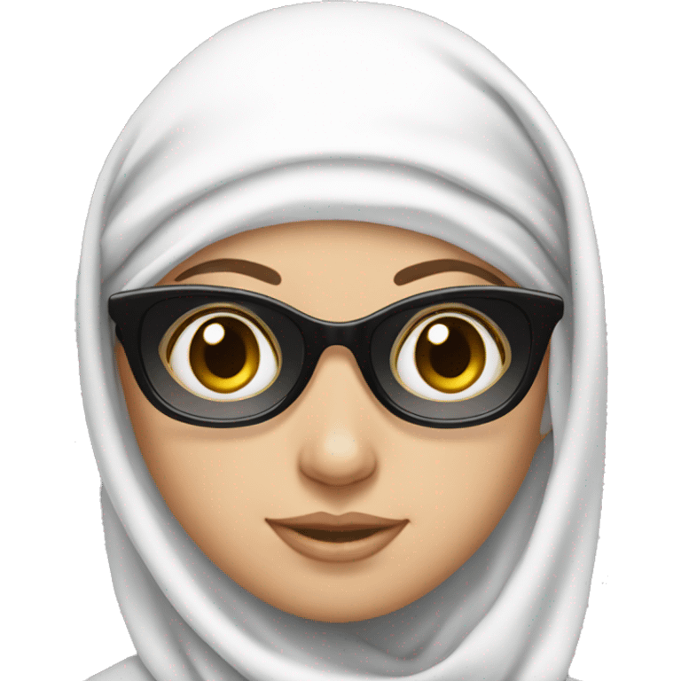 White girl in sunglasses and headscarf emoji