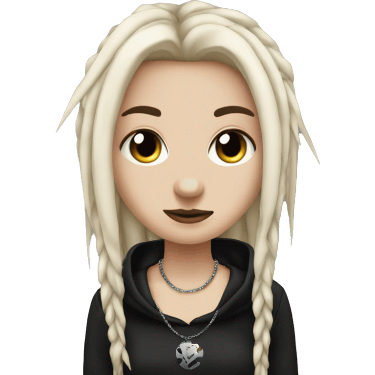 Emo white girl with nose piercing, black dreads, and spiked necklace emoji