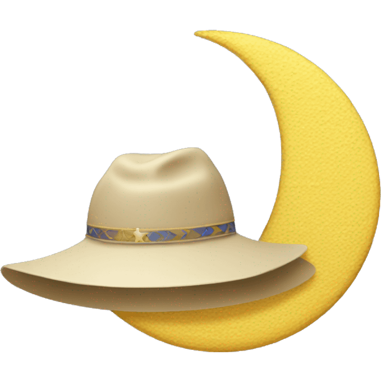 Hat on moon emoji