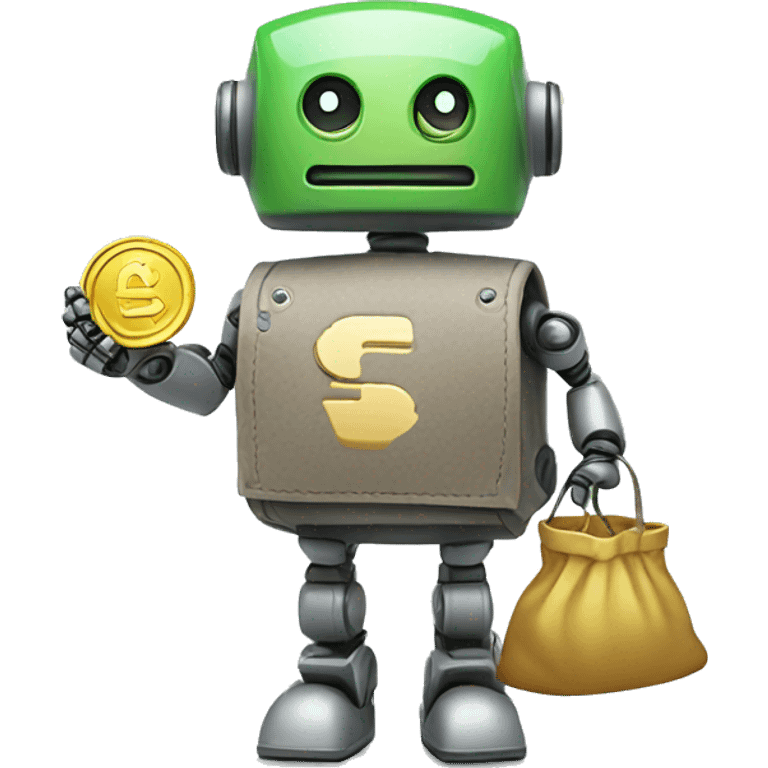 cute robot with coin bags emoji