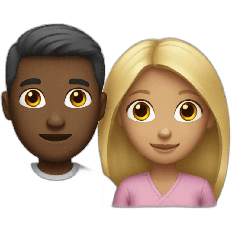 An interracial couple emoji