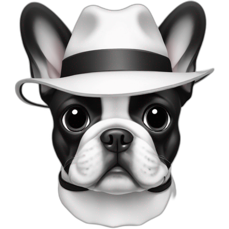 French bulldog with traveler hat black and white emoji