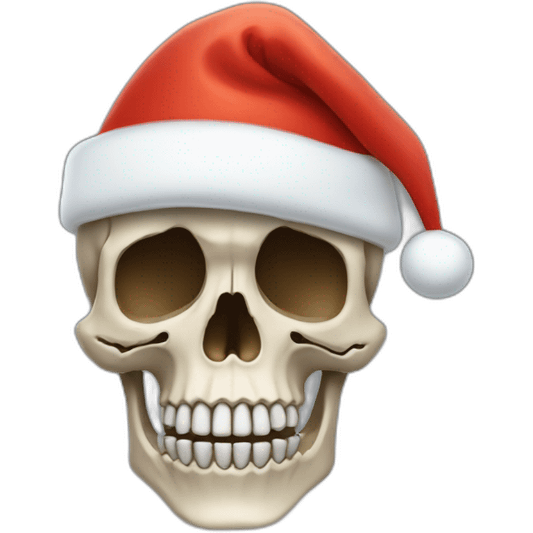 Skeleton head with Christmas hat emoji