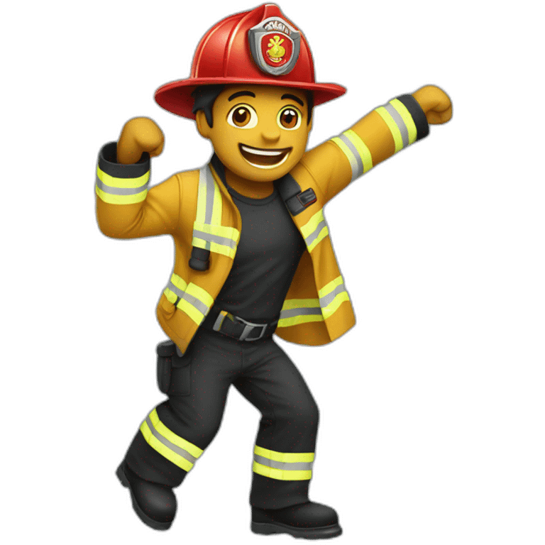 firefighter dancing with bar emoji