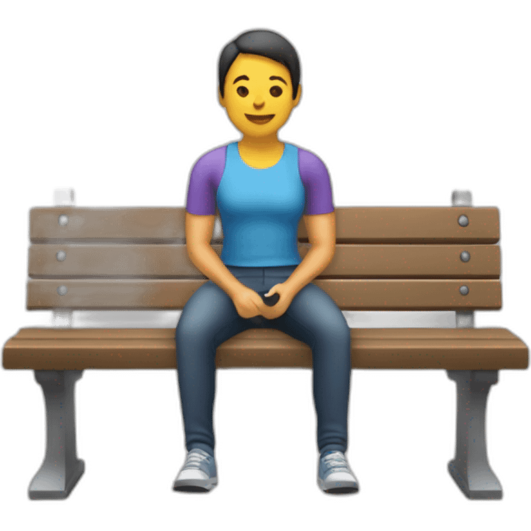 Une personne assise sur un banc en train d'écouter avec un air sérieux emoji