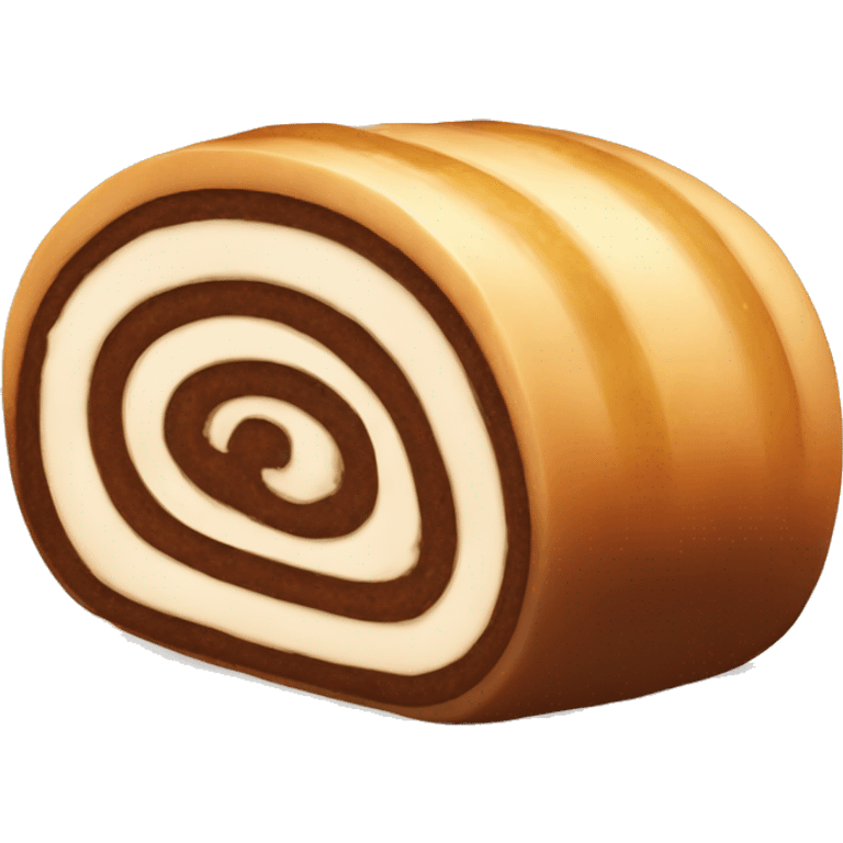 dessert long round roll with dark brown cream inside emoji