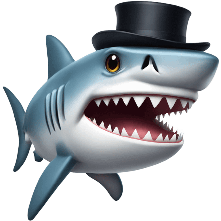 Shark with a top hat emoji