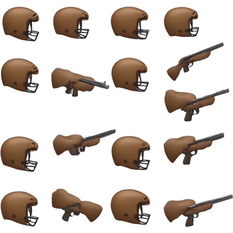 Beaver in football pads with hunting rifle emoji