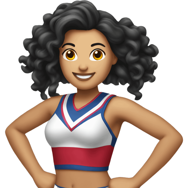 Hispanic cheerleader with pompous emoji