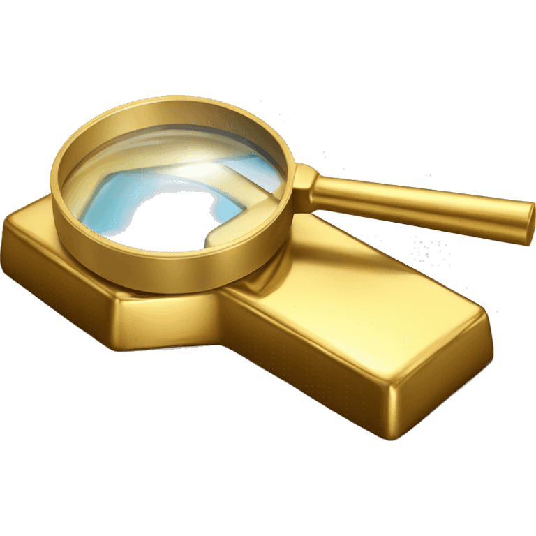 magnifying glass on top of fine gold bar emoji