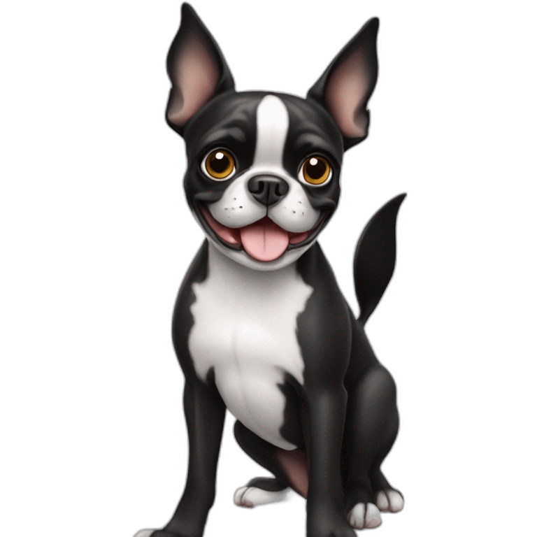 Boston terrier waving hello emoji