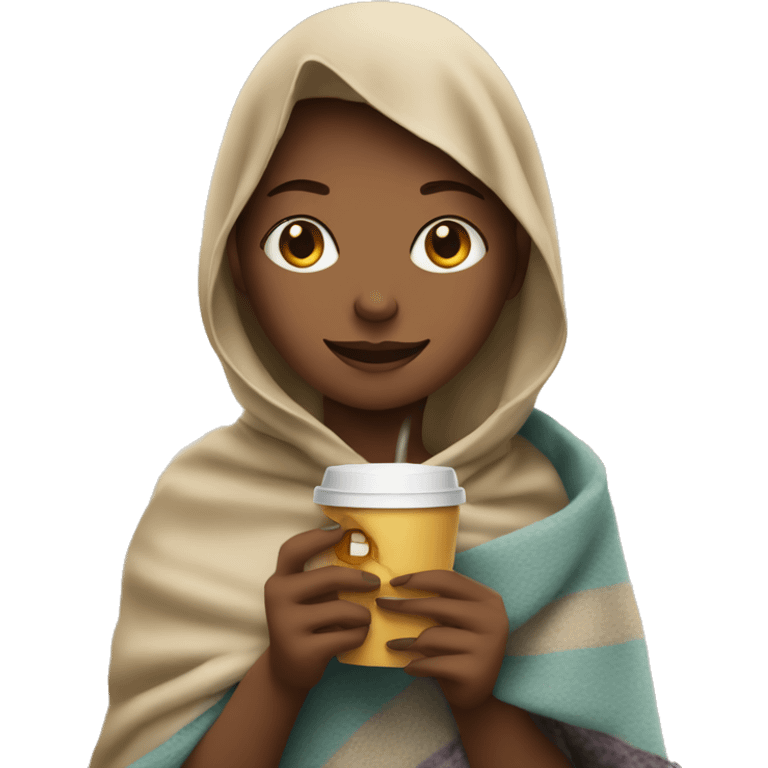 Girl with a blanket on a coffee in her hand and a cigarette in the other emoji