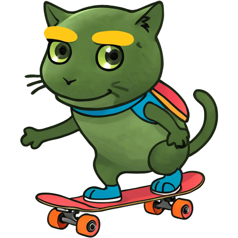 rainbow cat riding a scare board in the clouds emoji