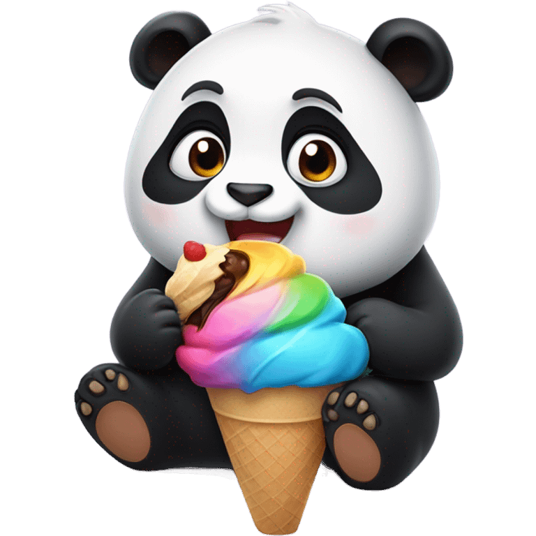 Panda eating ice cream emoji