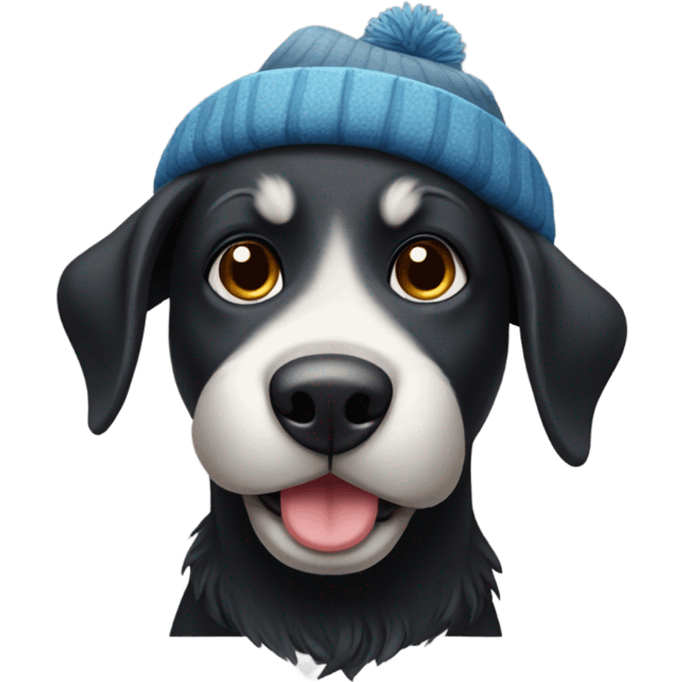 Black doggie wearing winter hat emoji