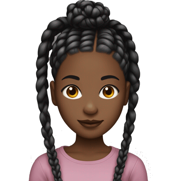 Black girl with black box braids emoji