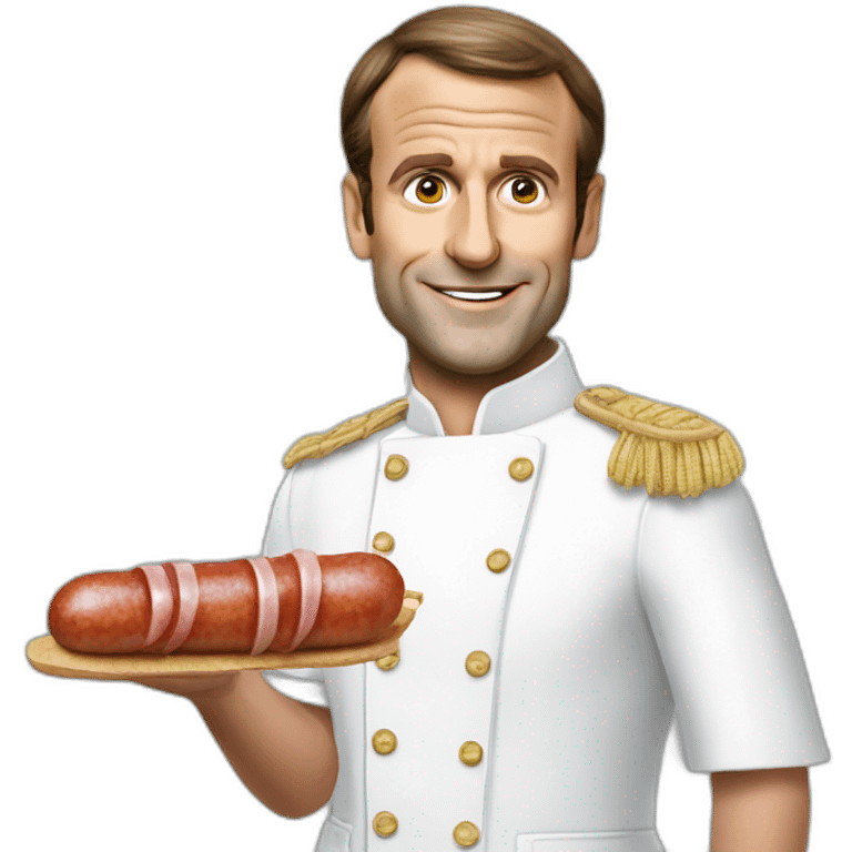 emmmanuel macron holding a saussage emoji