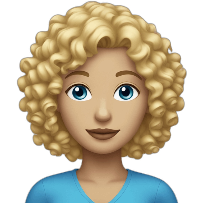 curly blonde woman with blue eyes emoji