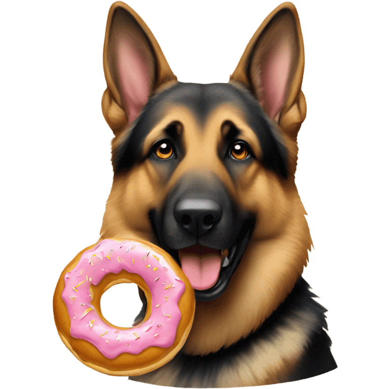 German Shepherd eating a donut emoji