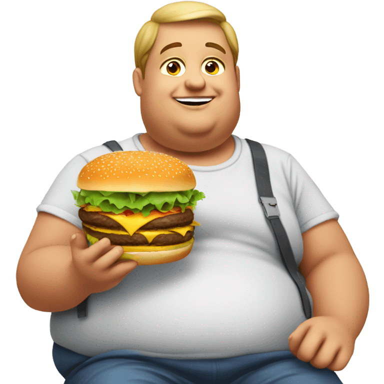 A very obese  person eating a burger emoji