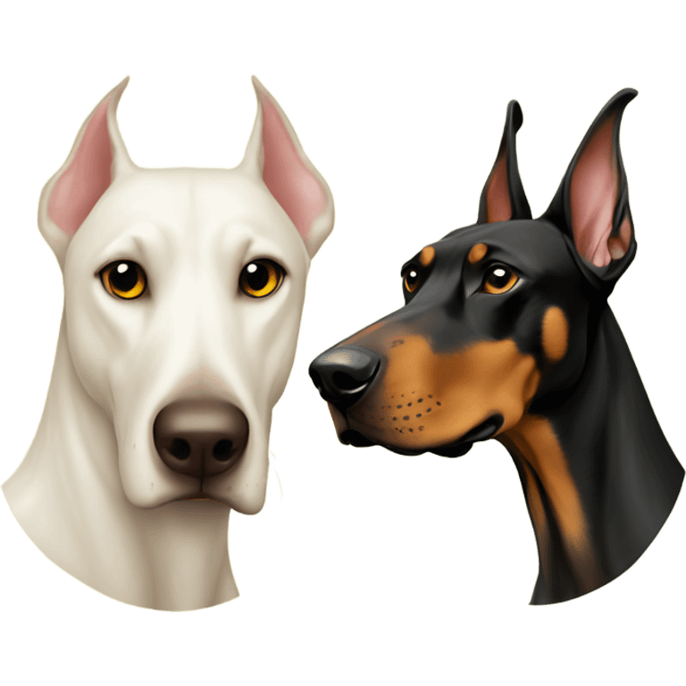 swan and doberman together yellow with red emoji