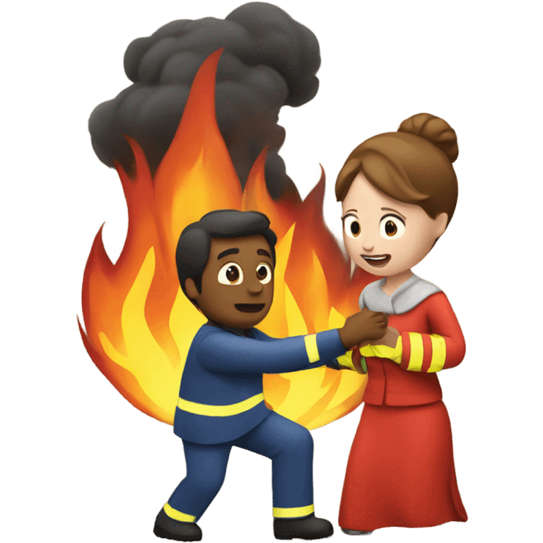 lady saving man from fire emoji