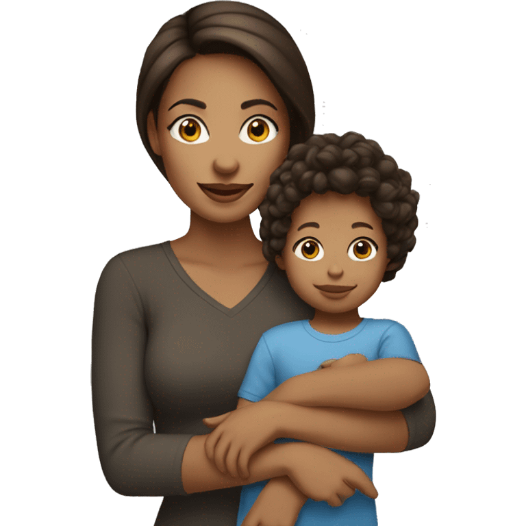 light skin brunette woman holding toddler emoji