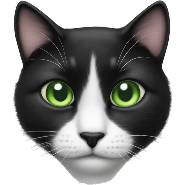 Black and white cat with big green eyes take heart  emoji