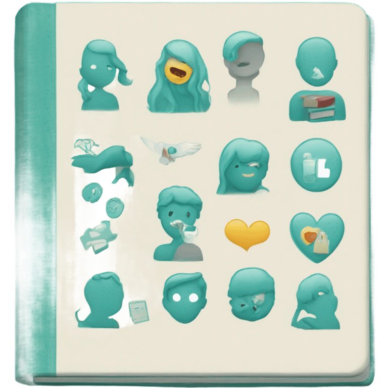 teal hardcover book about mental health conditions  emoji