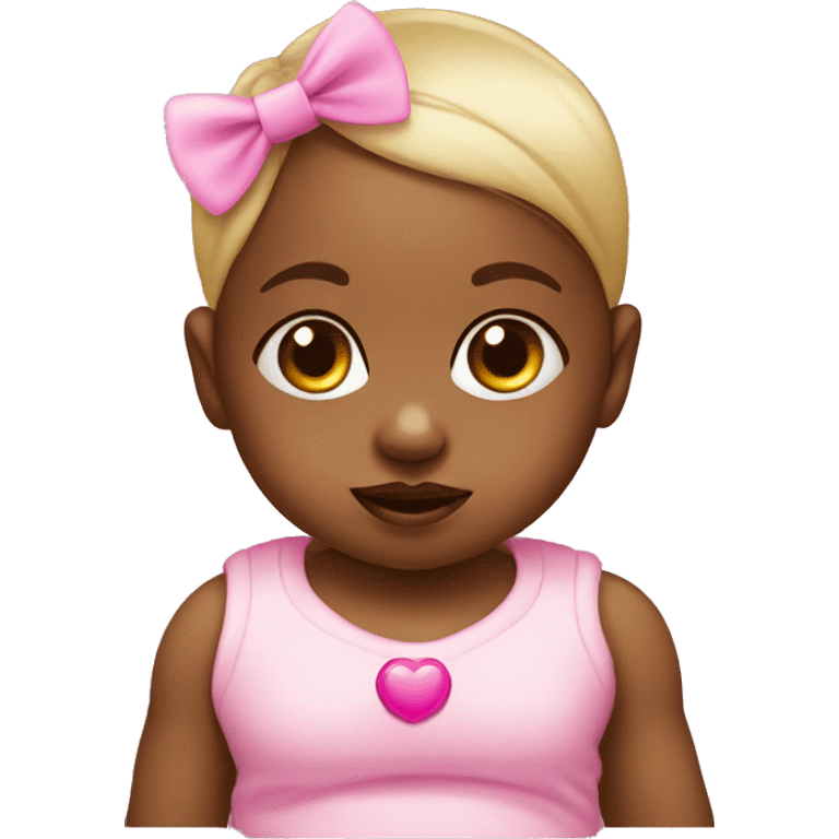 Baby girl with a pink pacifier emoji