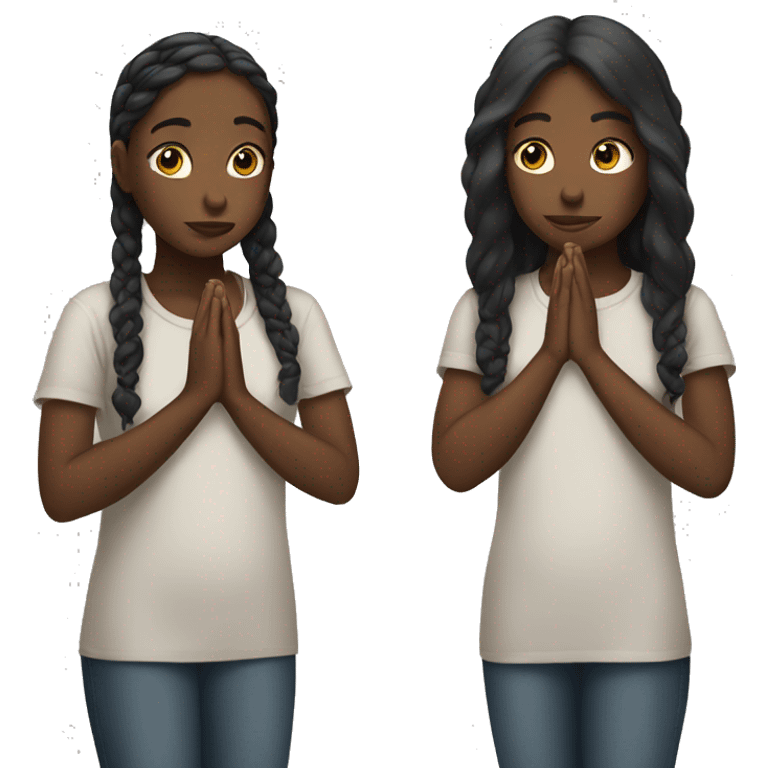 Two black girls praying  emoji