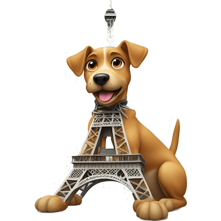 Dog on top of Eiffeltower emoji